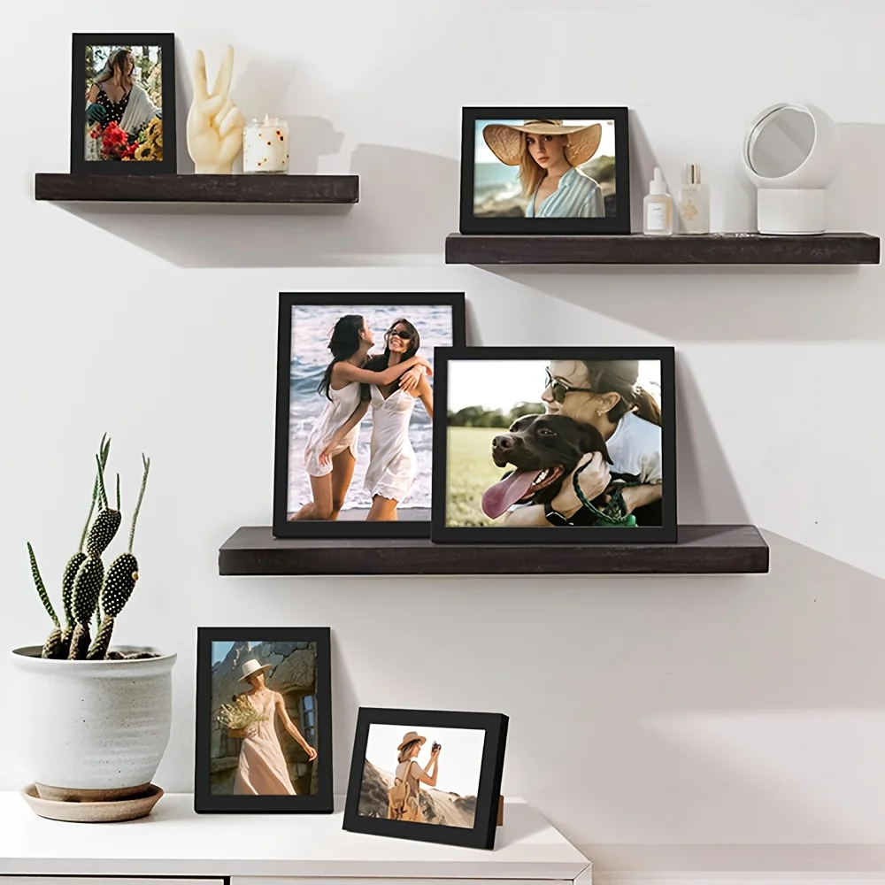 5-Piece Set A4 Black Wooden Photo Frames for Wall 21x30CM Dual-Purpose Display Hanging Picture Frames Commemorative Gift