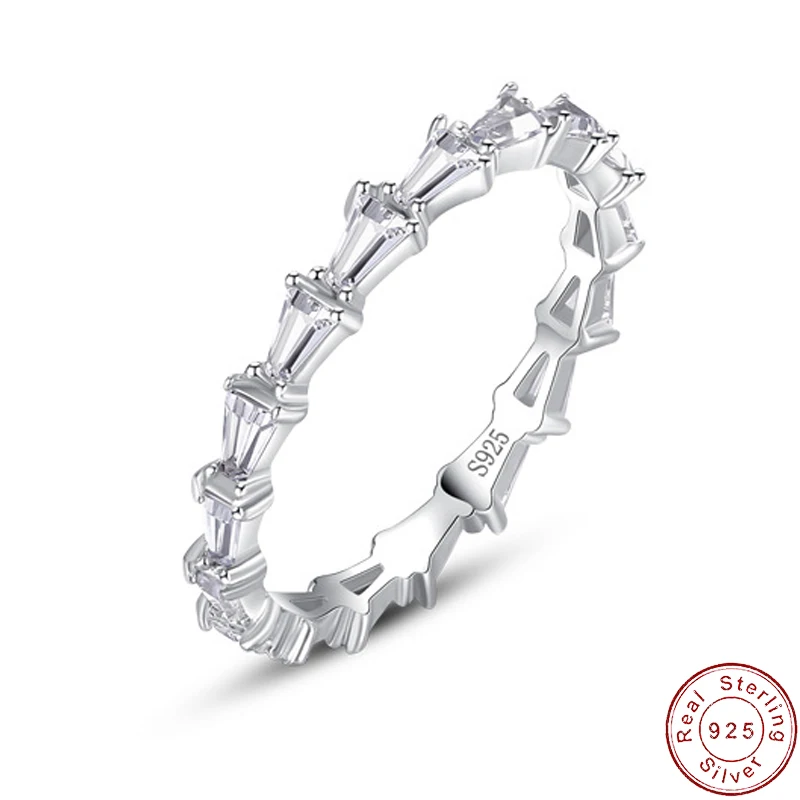 Sparkling European Pave AAA CZ Bamboo Joint S925 Sterling Silver Finger Ring For Women Birthday Party Wedding Gift Jewelry