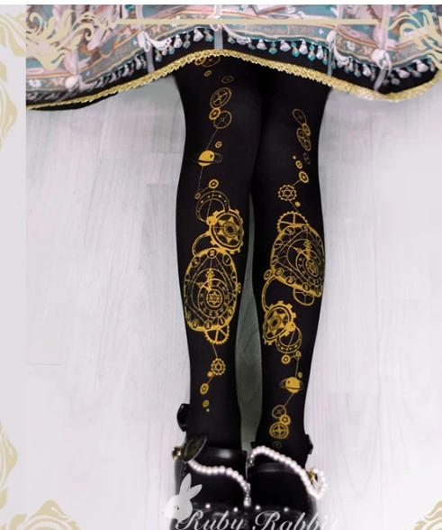 Design original meninas lolita meia-calça piano impressão meias primavera e outono estilo japonês feminino meias de algodão