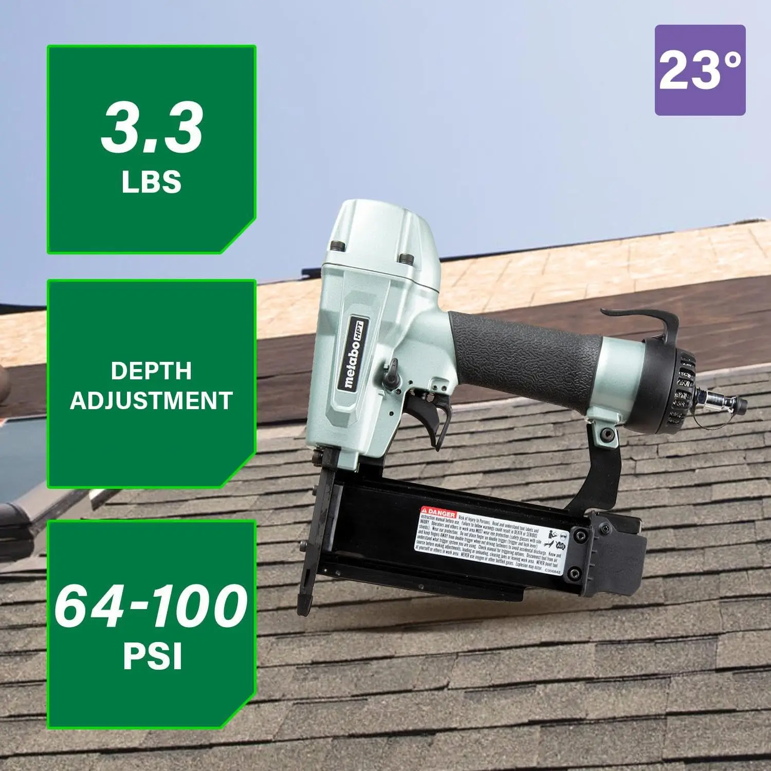 Metabo HPT Pro Pin Nailer Kit-Pneumatic Nailer for Carpentry Fine Trim Aluminium Magazine 23 Gauge 1/2