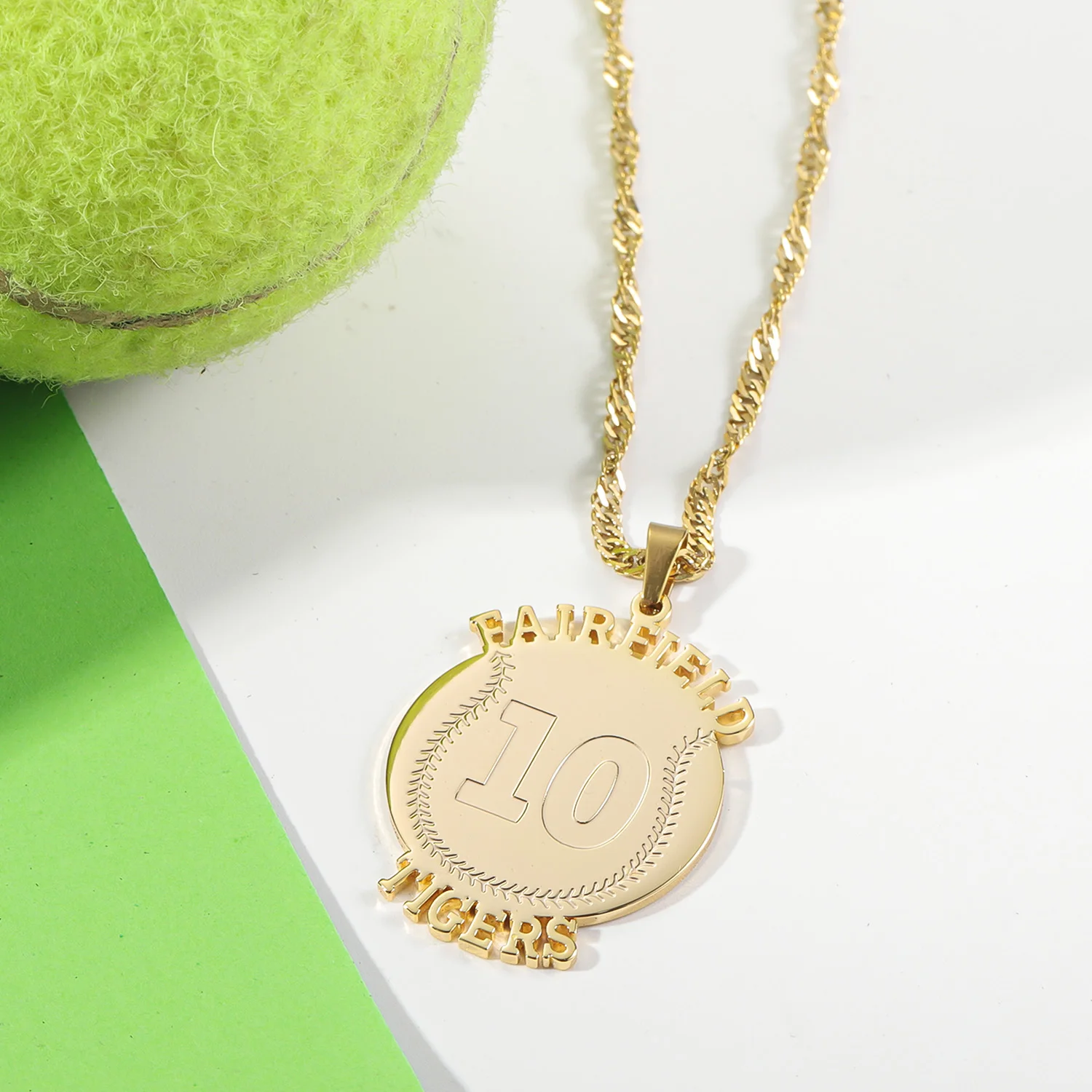 Custom Baseball Name And Number Necklace Personalized Engraved Ball Shaped Pendant Plated Chain Jewelry Sports Themed Necklaces