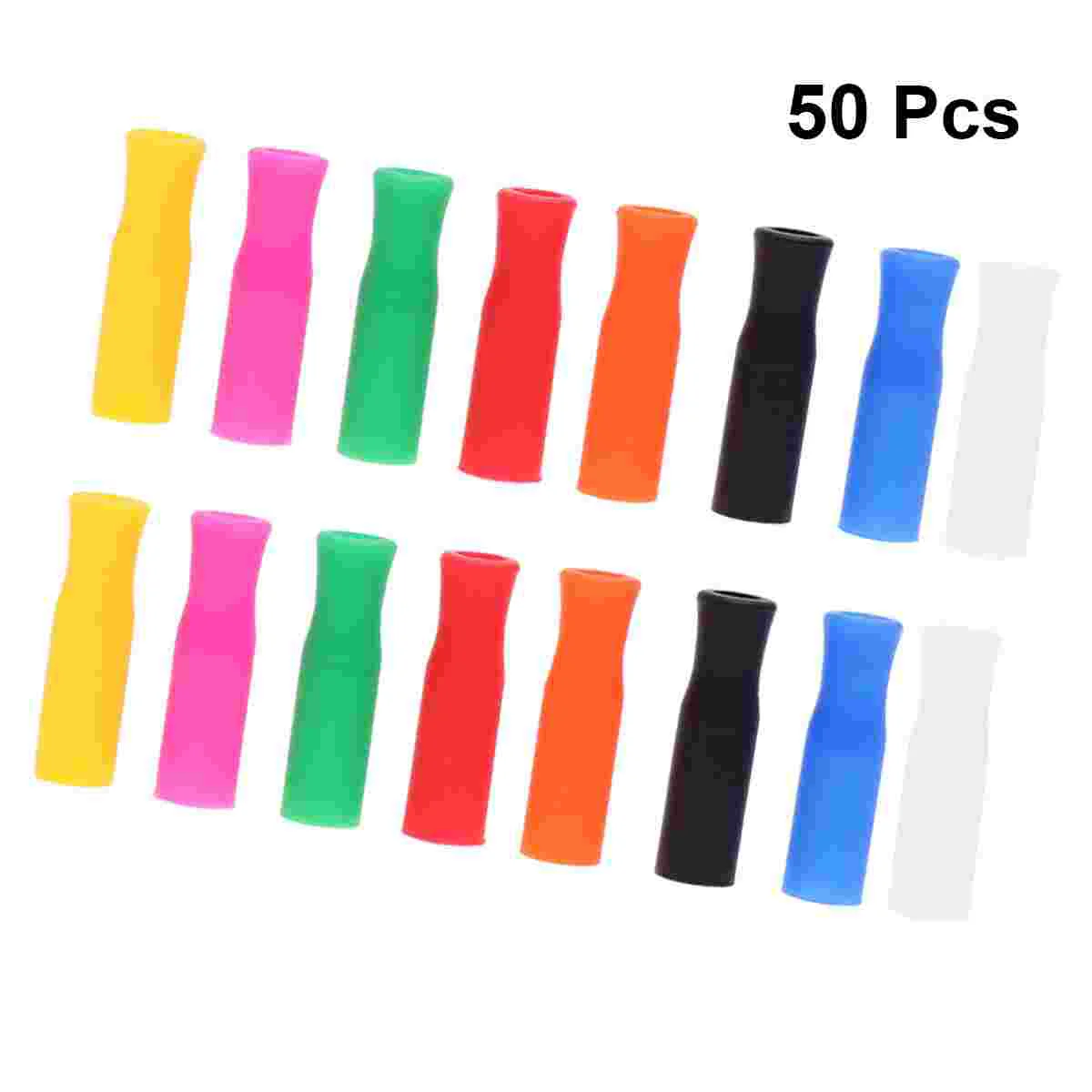 50 Pcs Eco Silicone Tips Pipette Stainless Steel Drinking Covers