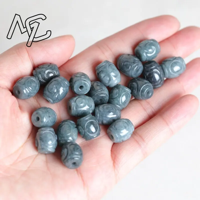 5PC Natural Blue Water Jade Ripple Bucket Beads DIY Bracelet Earrings Charm Jewellery Fashion Accessories Amulet Gift Women Men view 2