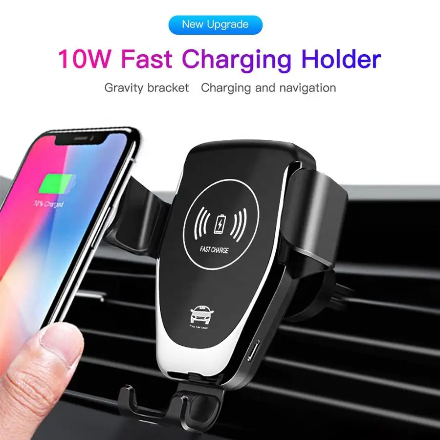 Wireless Car Charger Mobile Phone Holder Gravity Induction Car Air Outlet Fast Wireless Charging Stand for iPhone Samsung Xiaomi