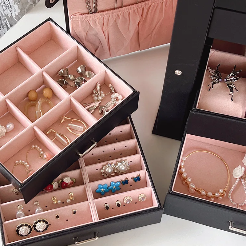 Large capacity jewelry box storage box Multi-layer drawer jewelry box Pendant ring earrings glasses jewelry storage box