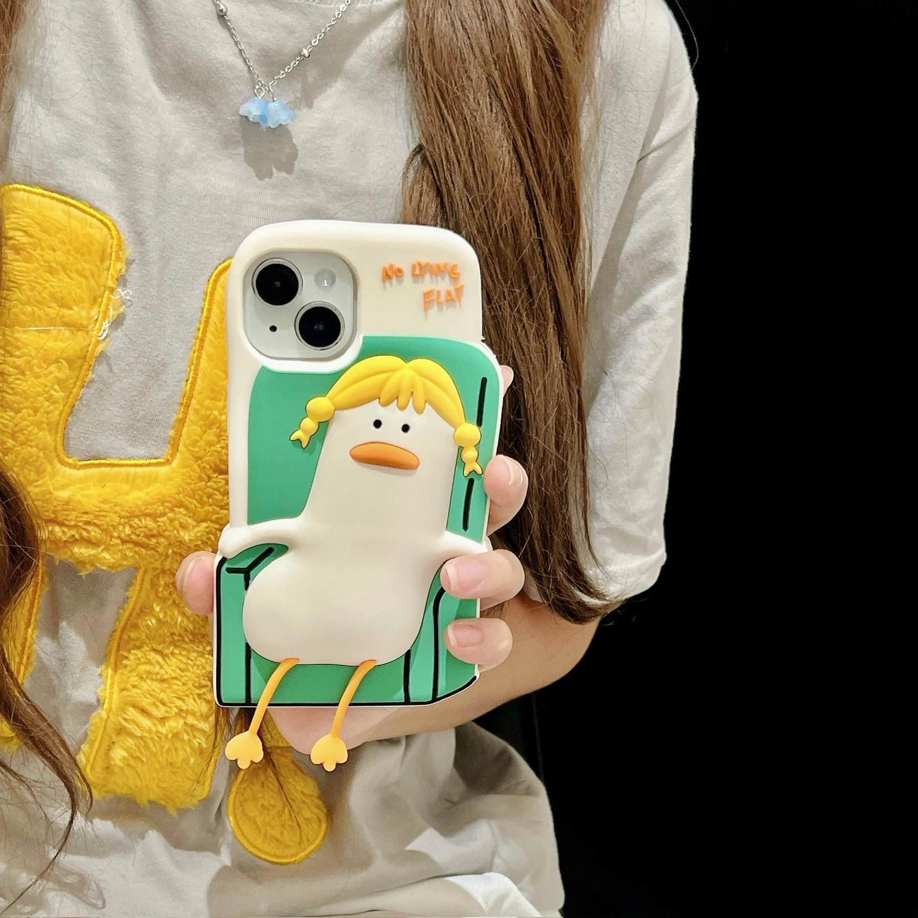 3D Cartoon Innovative Funny Relaxed Duck Model Phone Case for iphone11 12 13 14 15 ProMax