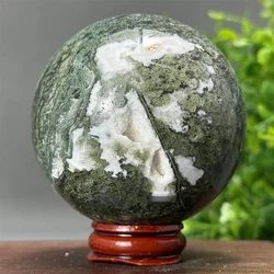 Natural Crystal Aquatic Agate Ball Moss Quartz Reiki Energy Spiritual Healing Meditation Divination Feng Shui Home Decor Gift