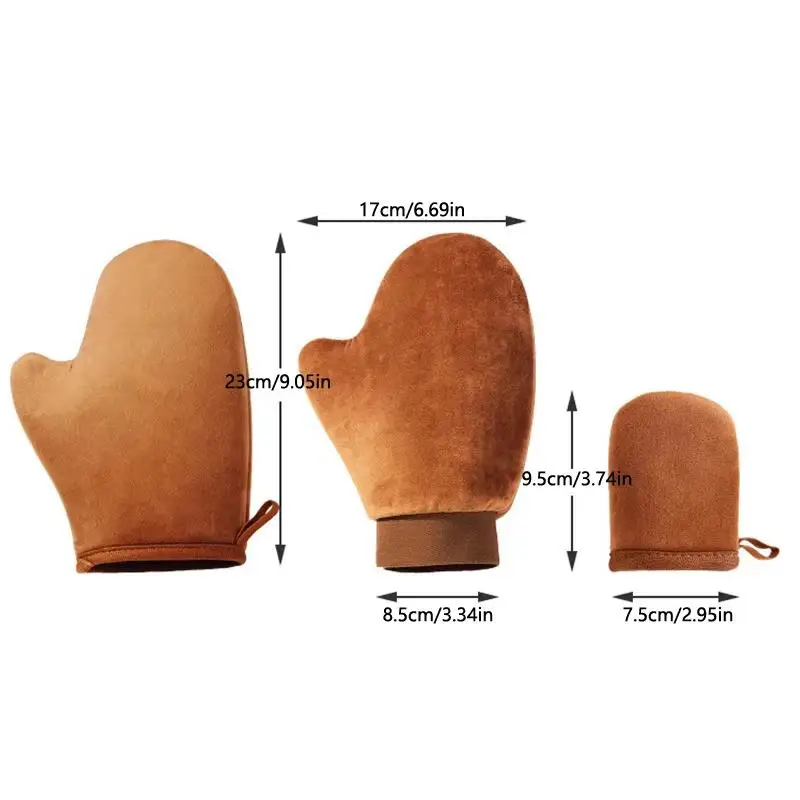 1 Stück schnell trocknender Flockhandschuh, Make-up-Applikator, Körperlotion-Handschuh, Selbstbräunungs-Handschuh, doppelseitig, verhindert klebrige Hände, Applikator – Detail 2
