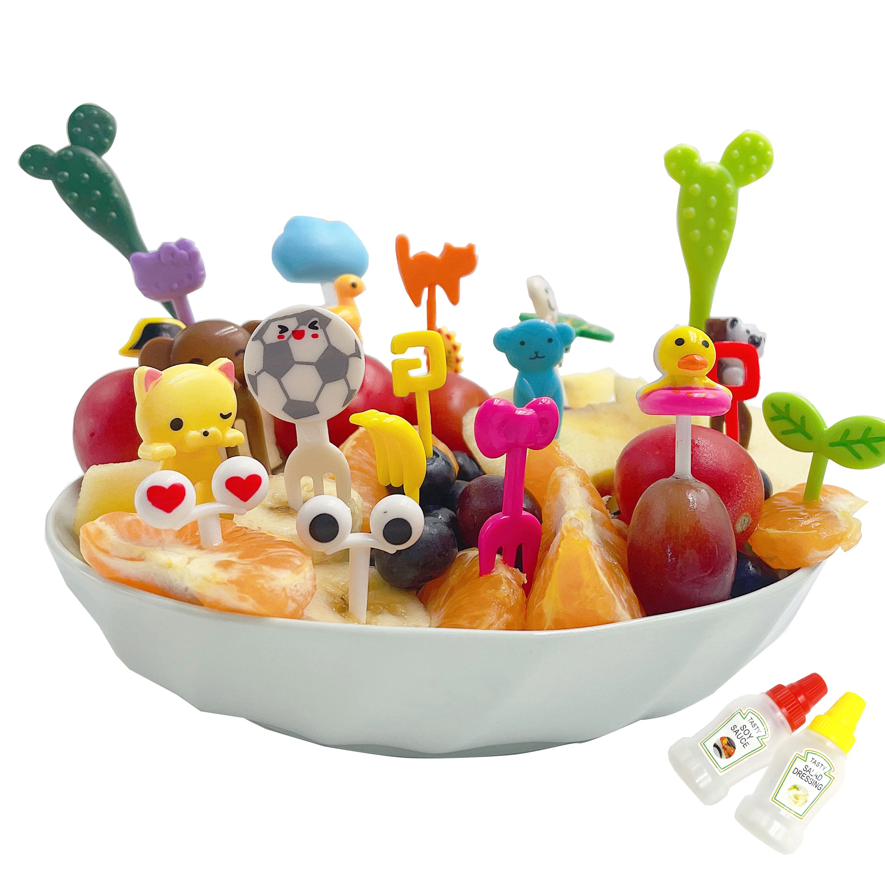 Animal Farm Fruit Fork Set Cartoon Mini Kids Snack Cake Dessert Food Stick Toothpick Decoration Pick Cake Bento Tableware Child