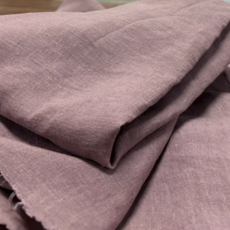 

Pink linen fabric used for handmade breathable shirts, dresses, pants, and other clothing.