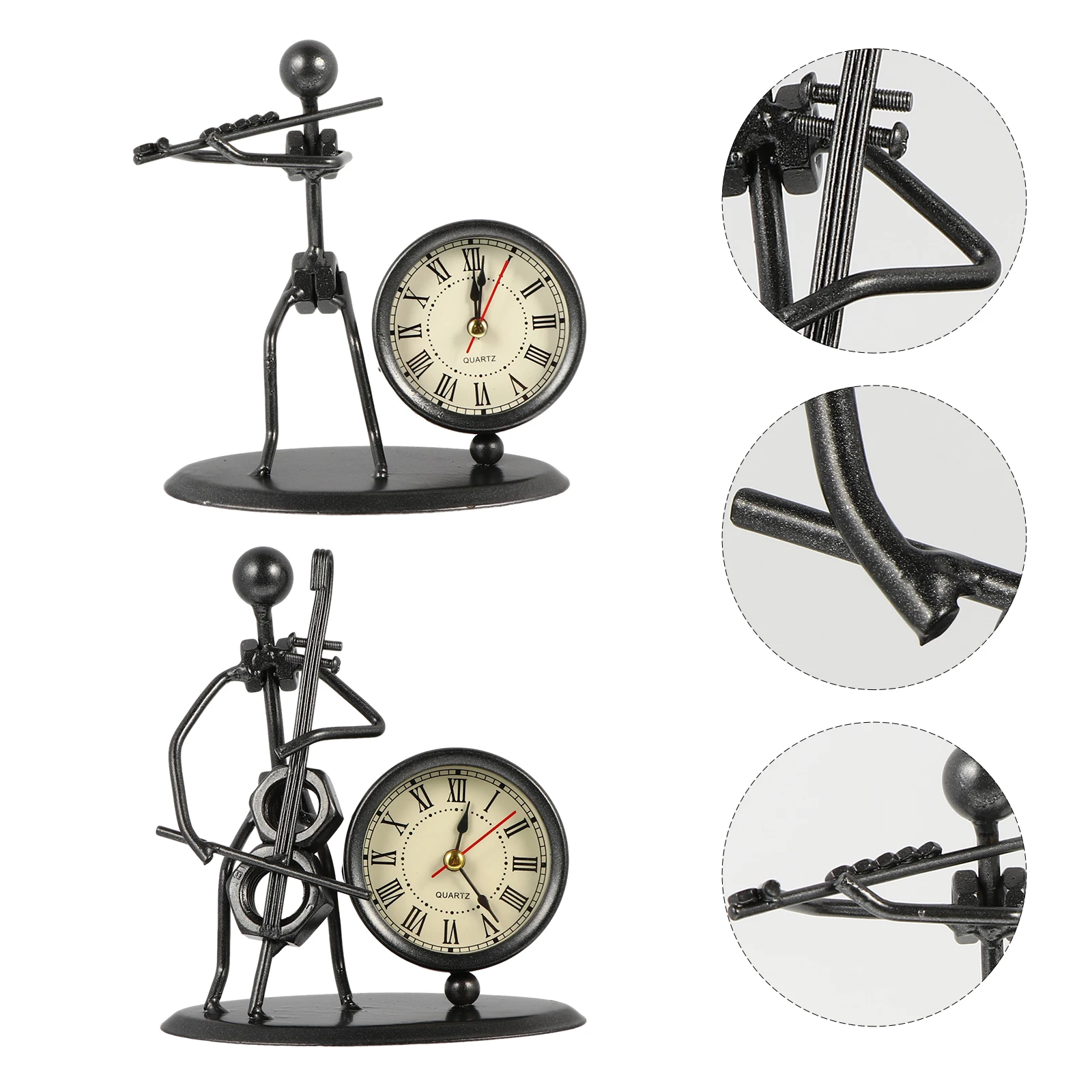 

2 pcs Clock Shape Ornament Iron Desktop Decoration Metal Handicraft Retro Home Office Decor Iron Crafts Clock Showcase Wine