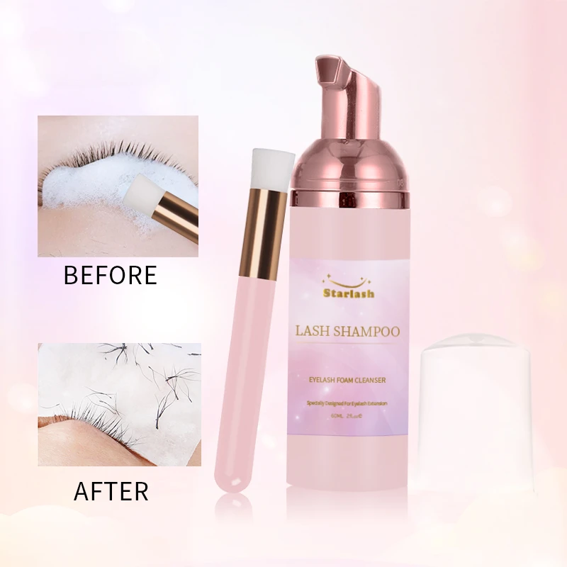 60ml rose scent lash shampoo high quality lash cleaner set