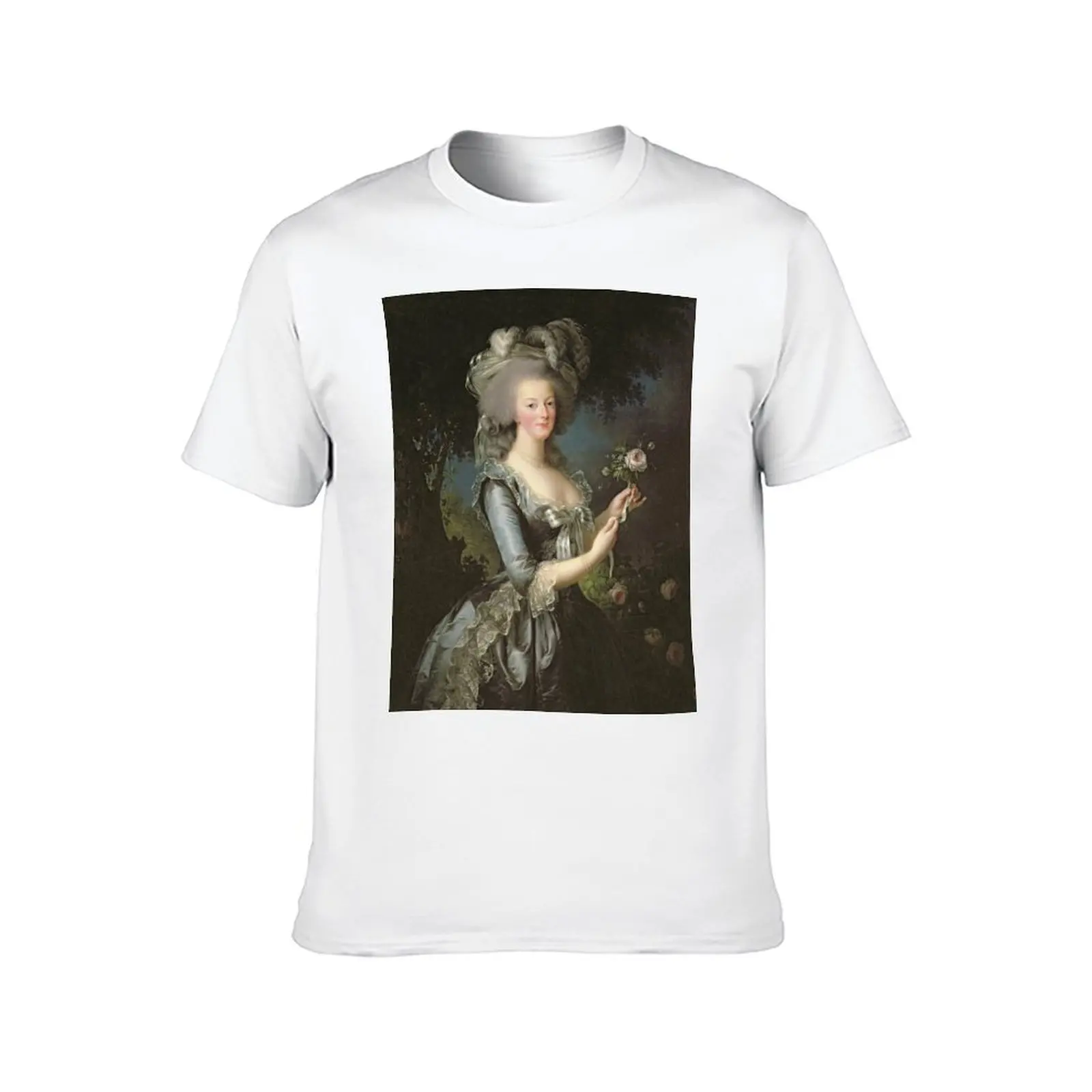 Elisabeth Louise Vigee - Lebrun - Marie Antoinette (1755 ) With A Rose T-Shirt anime figures shirts graphic tee men