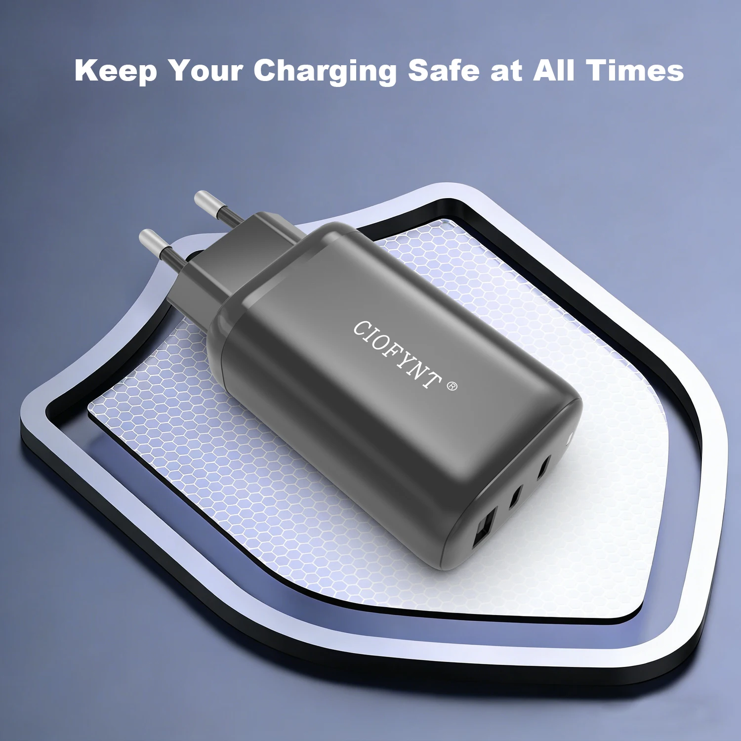 

Зарядное устройство GaN 65 Вт с 2 портами USB-C и 1 портом USB-A, универсальный протокол, быстрая зарядка, адаптер питания USB-C