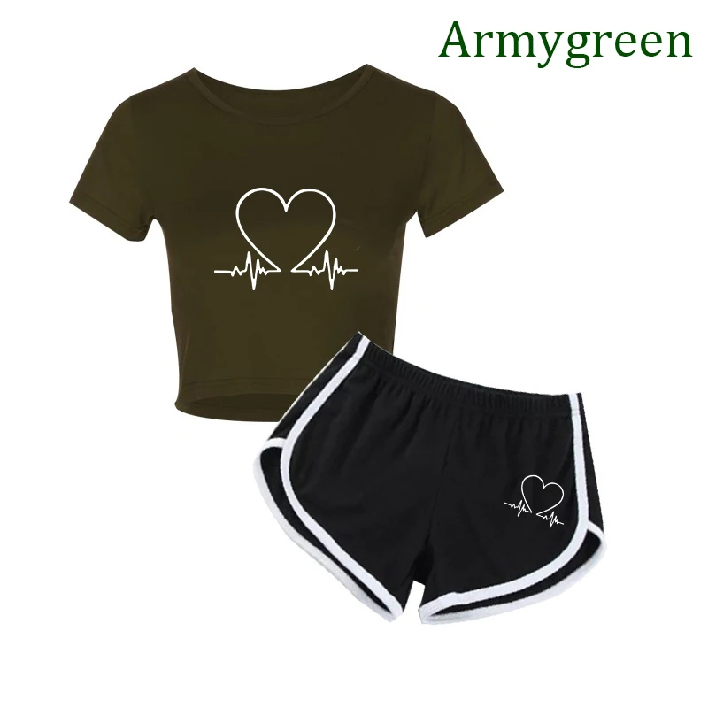 Mode Print Vrouwen Korte Set Vrouw Sportpakken Korte Mouw T-Shirt + Korte Broek Yoga Fitness Pak