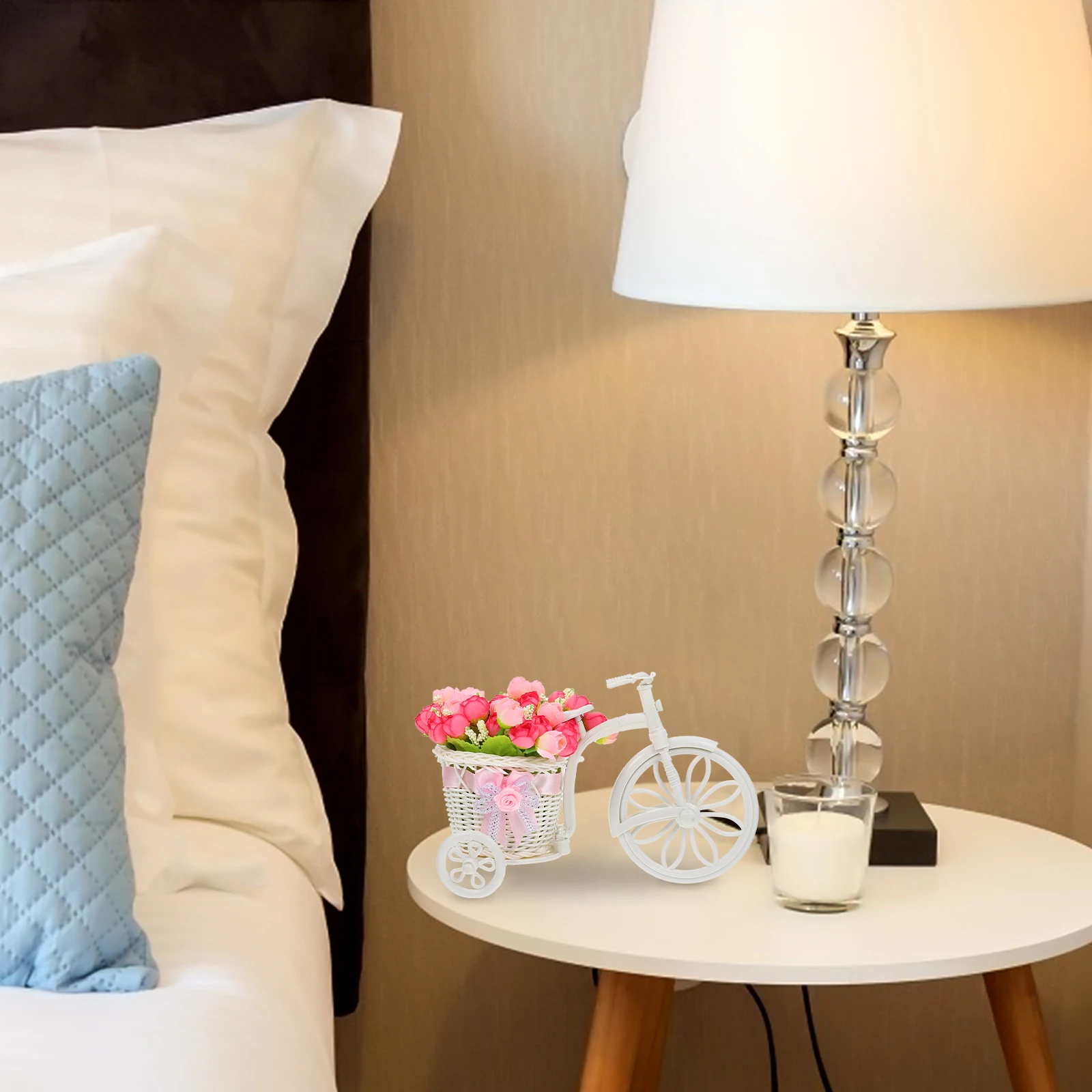 

1Pcs Bike Shaped Artificial Flower Holder Unique Desktop Plant Rack Creative Flower Display for Home Office Decoration