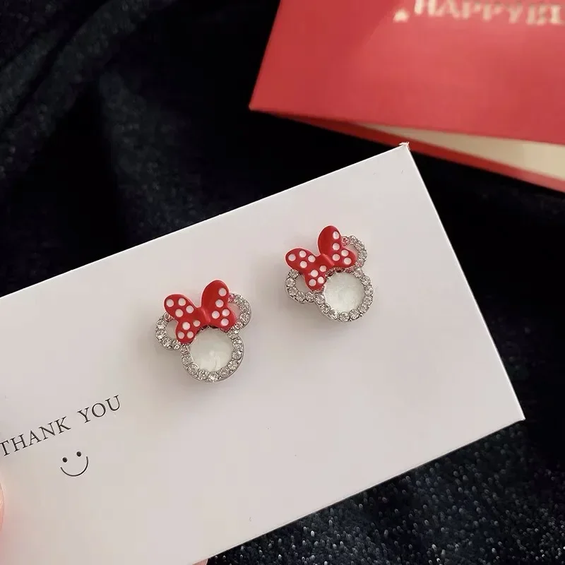 Disney Oorbellen Schattige Mickey Minnie Dubbele Kop Hoge Kwaliteit S925 Zilveren Naald Oorbellen Instagram Sweet Pop Ear Accessoires