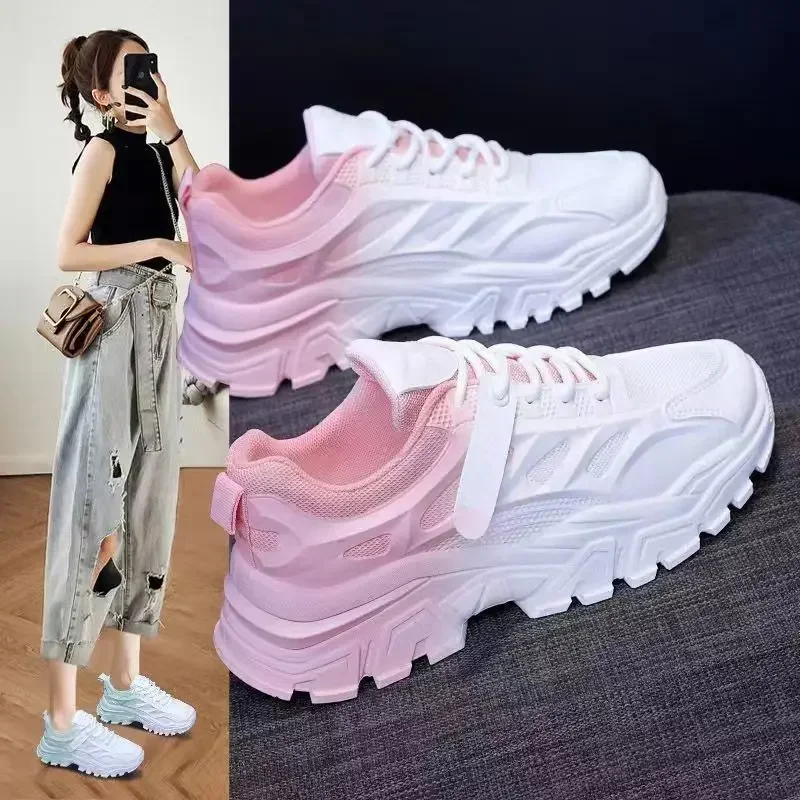 Shoes for Women Spring Autumn Summer Mixed Color Breathable Platform Sneakers Casual Mesh Lightweight Sport Running Shoes 35-40