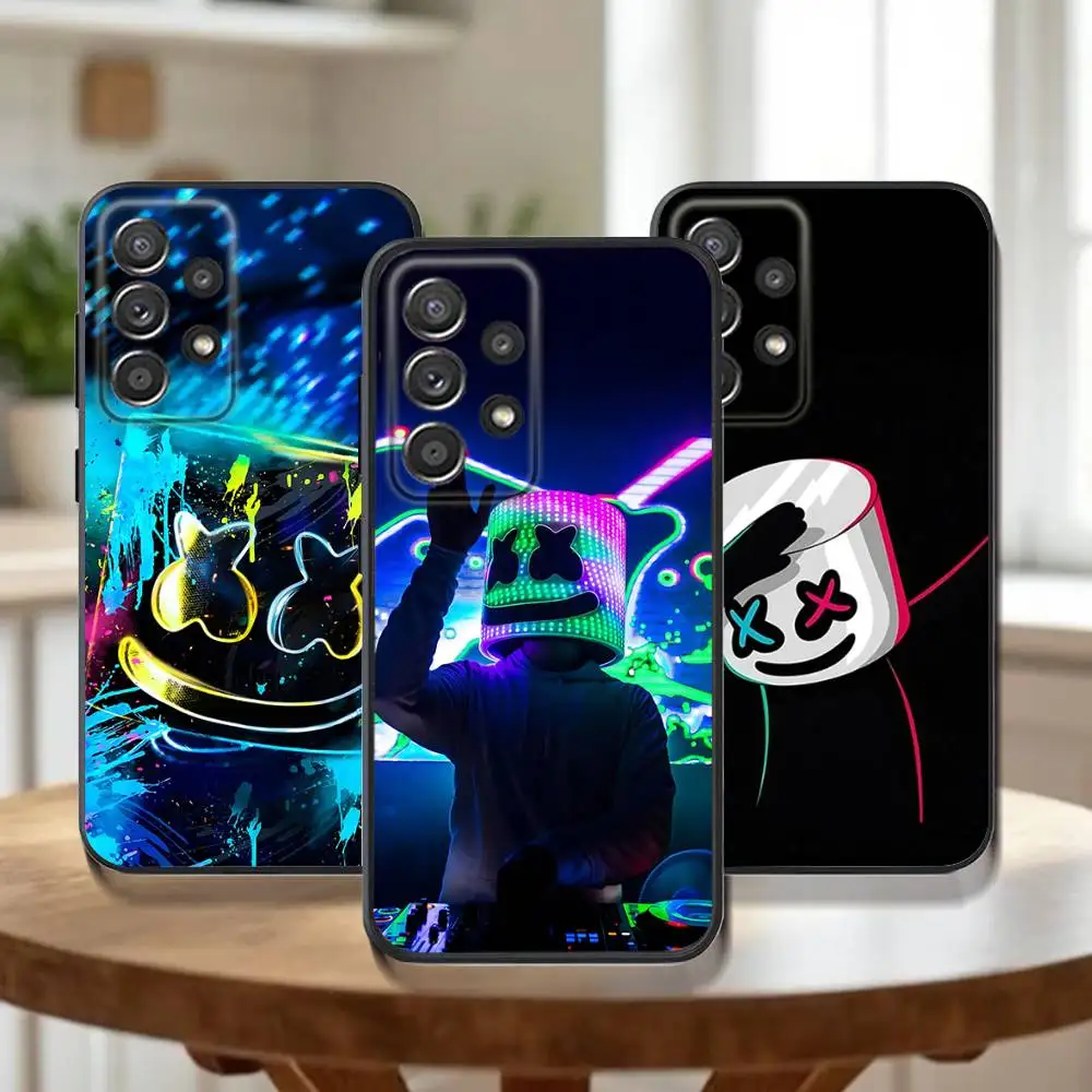 

M-MarshmelloS music Phone Case For Samsung Galaxy A73,31,32,72,41,53,52,71,22,5G,Note,J7,8,9 Soft Black Cover