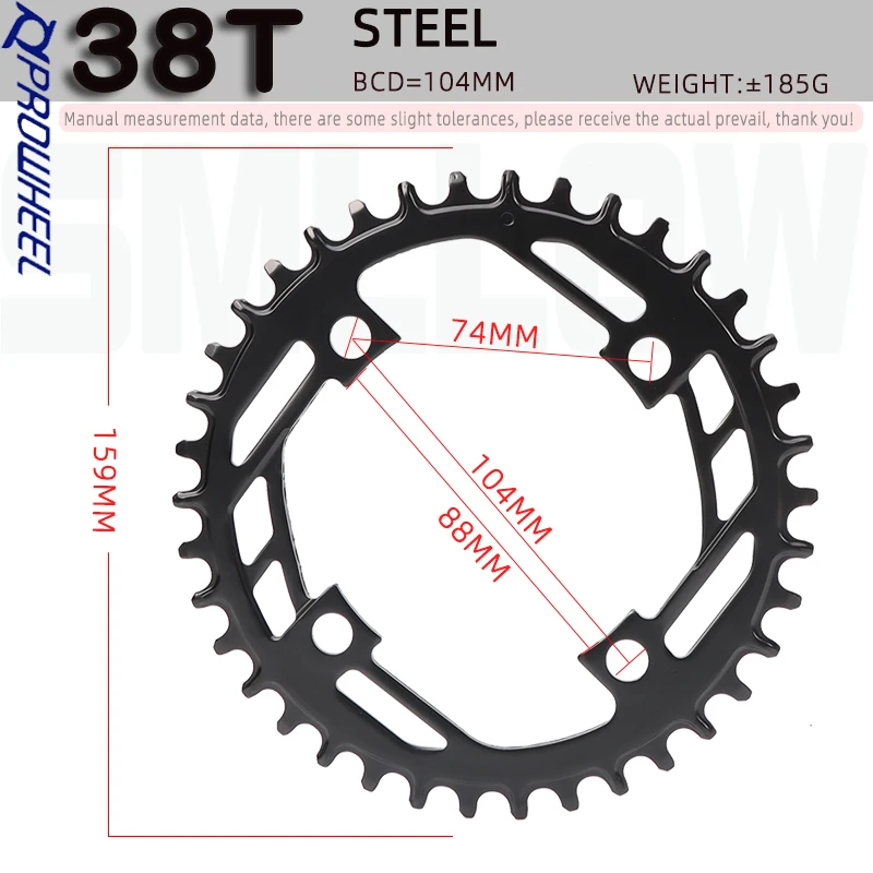 Prowheel MTB Chainring 104BCD Bicycle Steel Chainwheel 32T 34T 36T 38T 40T Mountain Bike crown Narrow Wide Round Sprocket