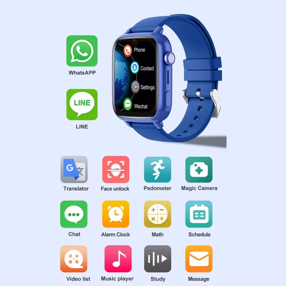 Nowy Smartwatch Dziecięcy 4G GPS Połączenia Wideo SOS IPX7 Wodoodporny Smartwatch dla Dzieci Kamera HD Monitor Lokalizator Telefon Zegarek — zdjęcie produktu 6