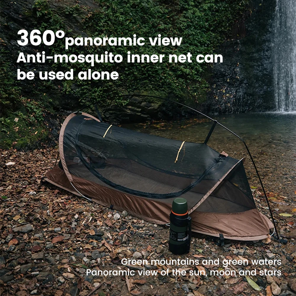 Imagem -03 - Sonuto-barraca de Acampamento para Única Pessoa Nylon Leve Abrigo Tático com Mosquiteiro Anti-mosquito Campo Impermeável