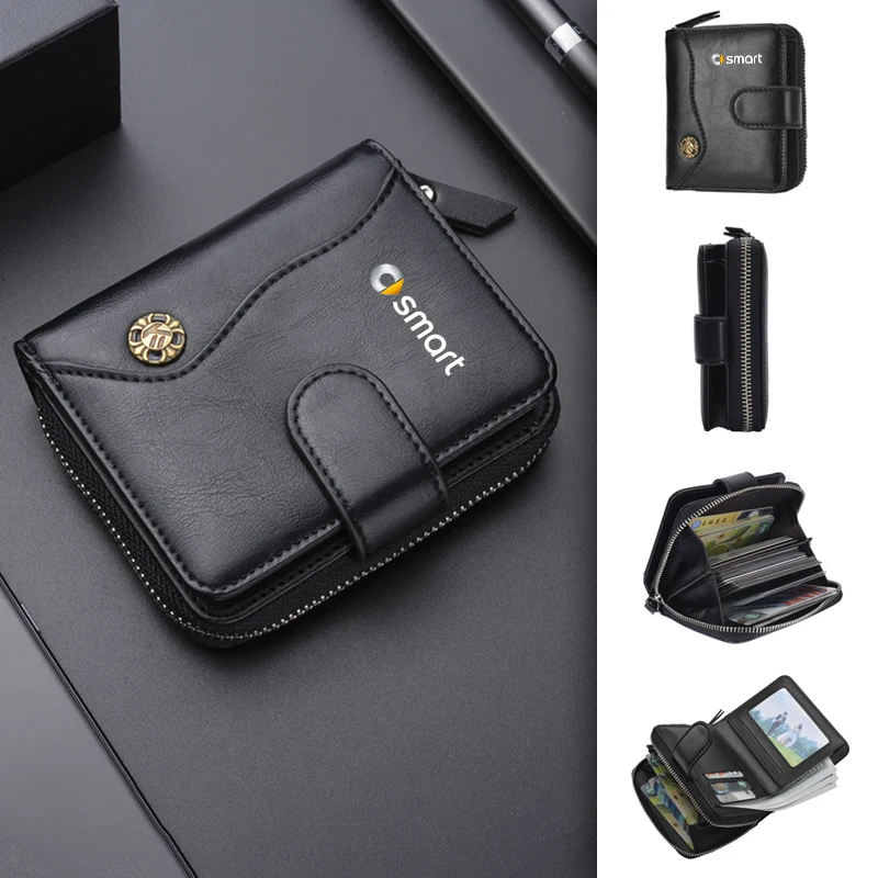 

Car Men's Card Case Wallet Coin Purse Ticket Holder Cash Bag Accessories For Smart Fortwo 451 450 453 EQ Forfour Coupe