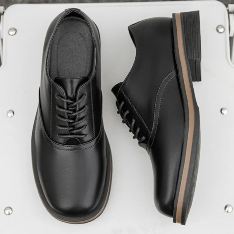 

Повседневная кожаная обувь, мужские свадебные туфли для жениха, мужская обувь с круглой головкой, деловые модельные туфли дерби, мужские коричневые туфли