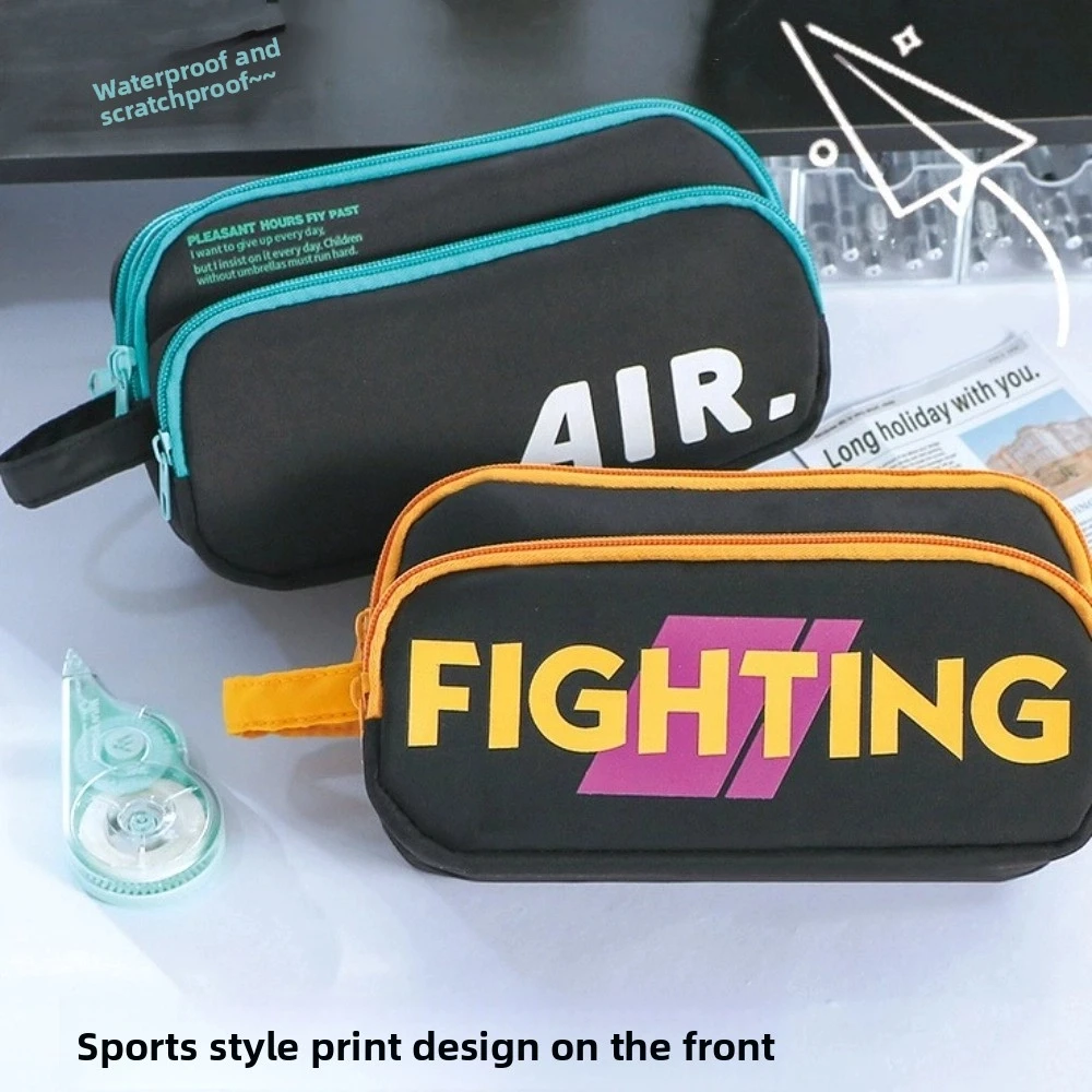 

Large Capacity English Letter Pencil Bag Zipper Multi-layered Stationery Storage Bag Creative Aesthetic Pen Pencil Case Student