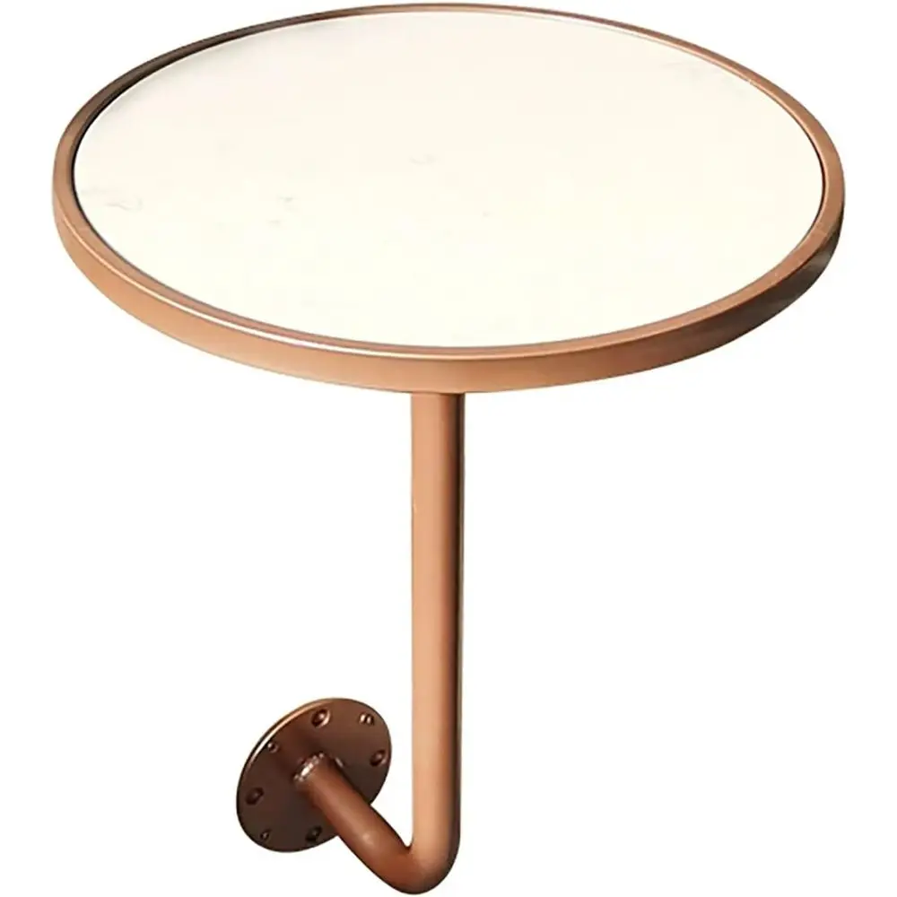 

Light Luxury Wall-Mounted Side Table, Marble Cae Bistro Table with Rose Gold e, Space-Saving Desk or Coee Shop, Living Room(Whit