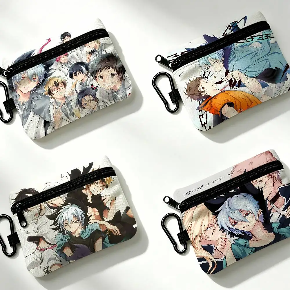 Dark Fantasy Anime S-Servamp Multifunctional Oxford Cloth Small Pouch With Hook Mini Coin Wallet Earbud Storage Bag