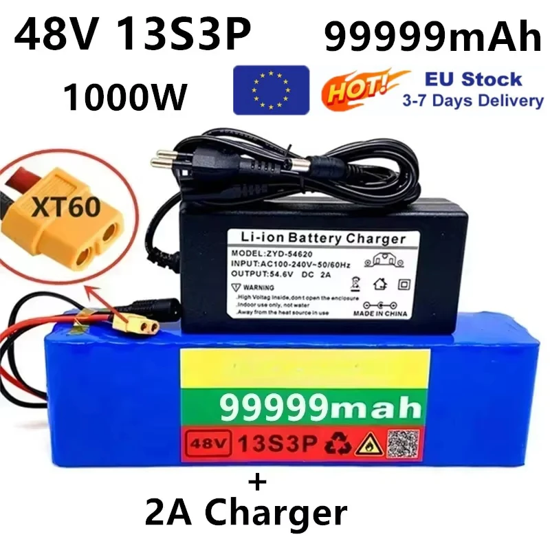 13S3P 99999 mAh 48 V Lithium-Ionen-Akku 2000 W 99999 mAh Lithium-Ionen-Akku für 54,6 V motorisierte Roller BMS