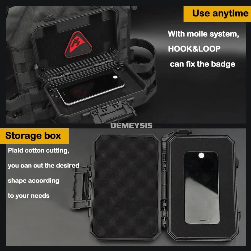 Tactical Equipments Storage Box  Waterproof Outdoor Hunting Gun Accessories Carry Case Lockable Molle Hard Shell Bag