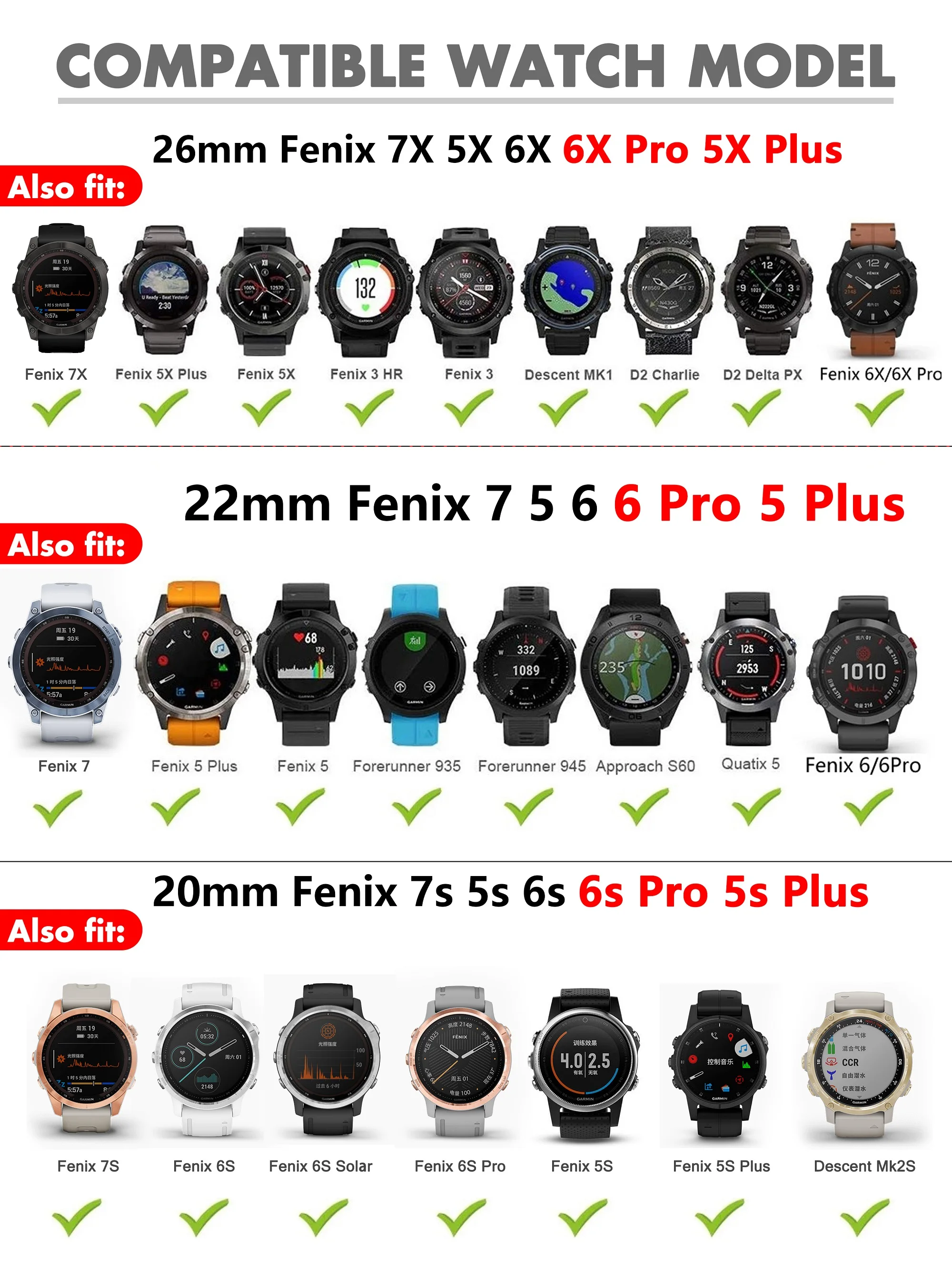 Gelang jam silikon Quickfit 22 20 26mm untuk Garmin Fenix 7X 7 6X 6 Pro 5 5X Plus 3HR Forerunner 935 945 Epix Gen 2 gelang tali