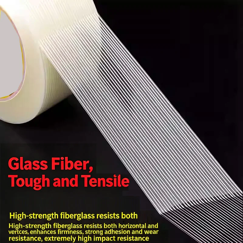 Striped fiberglass tape, high-adhesion single-sided adhesive, used for securing lithium battery assembly, resistant to wear, sui