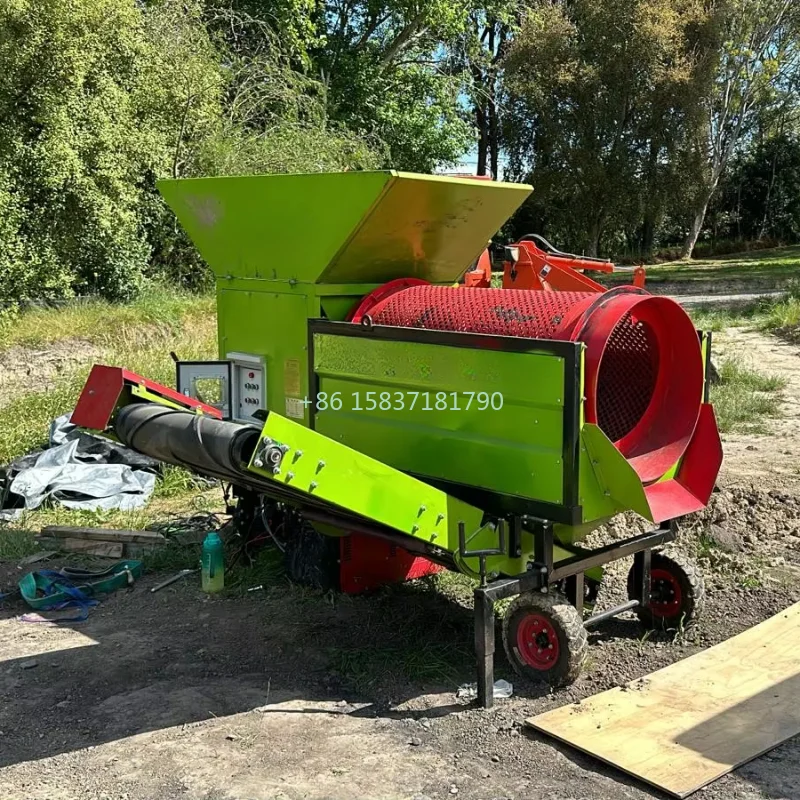 Factory Price Stone Crushing Machine Compost Drum Sieve Sand Stone Separator Small Topsoil Trommel Screen Stone Trommel Crusher