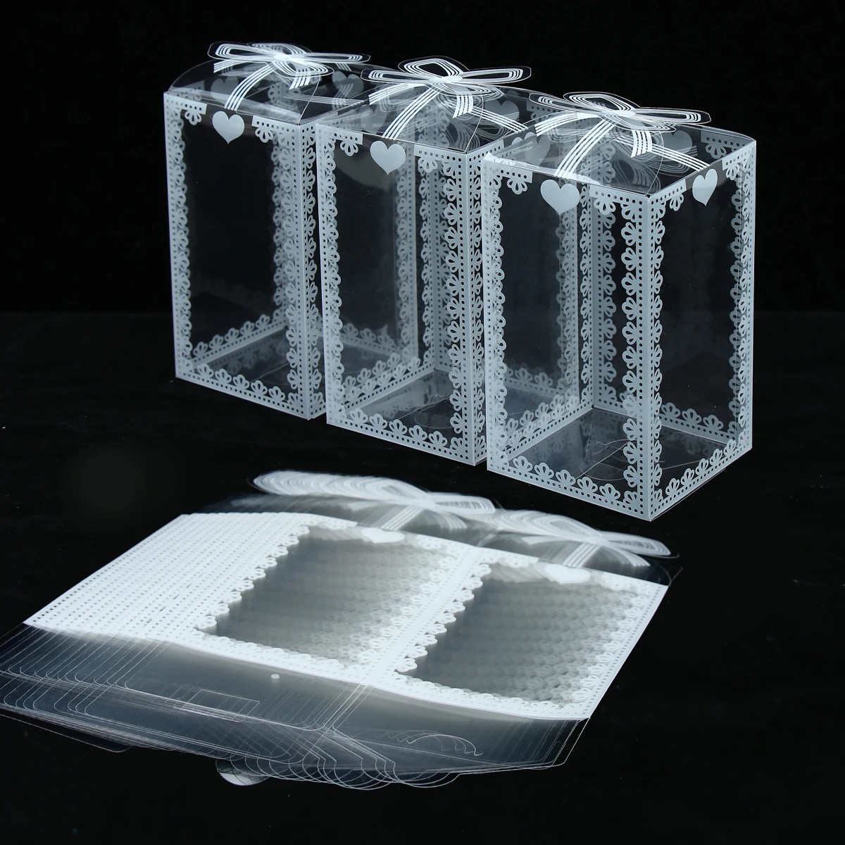 10 قطعة صندوق شفاف بولي كلوريد الفينيل عيد ميلاد الزفاف عيد الحب لصالح صندوق كعكة التعبئة والتغليف الشوكولاته الحلوى دراجي حفلة الحدث هدية