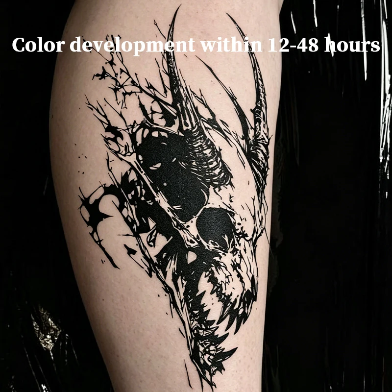 Dark Demon Dragon Skull Herbal Juice Tattoo Sticker Temporary Tattoos Fake New Toys for the Best Adolescents Stickers Hotwife