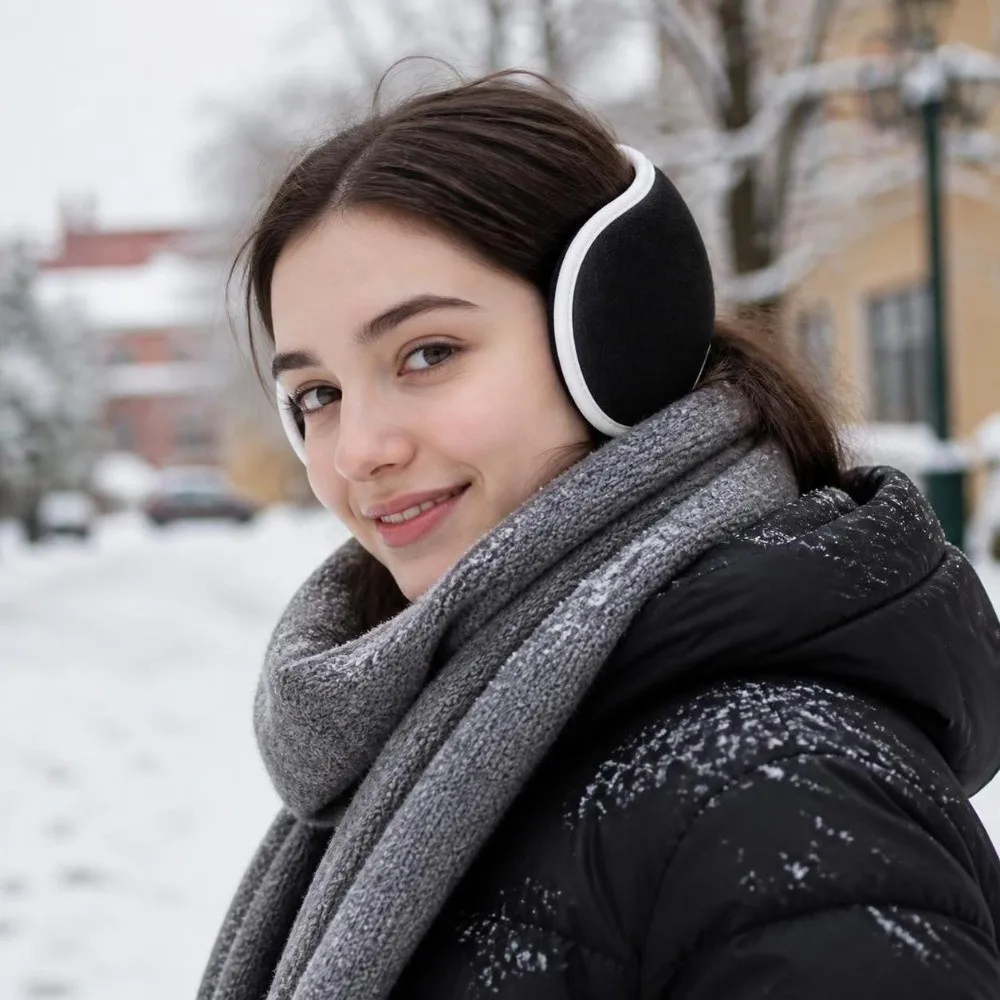 Fashion Reflective Winter Foldable Earmuffs Thickened Ear Warmers Solid Color Soft Ear Cover Cold Protection