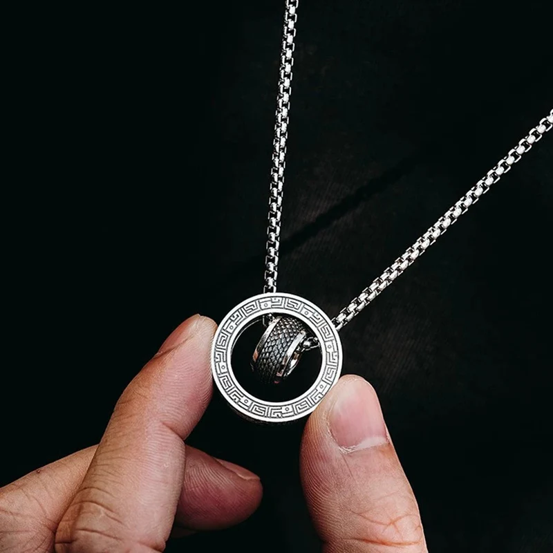 Thai Silver Snake Scale Circular Necklace Men's High Grade Snake Year Accessories Trendy Necklaces Boy Gift KOFSAC