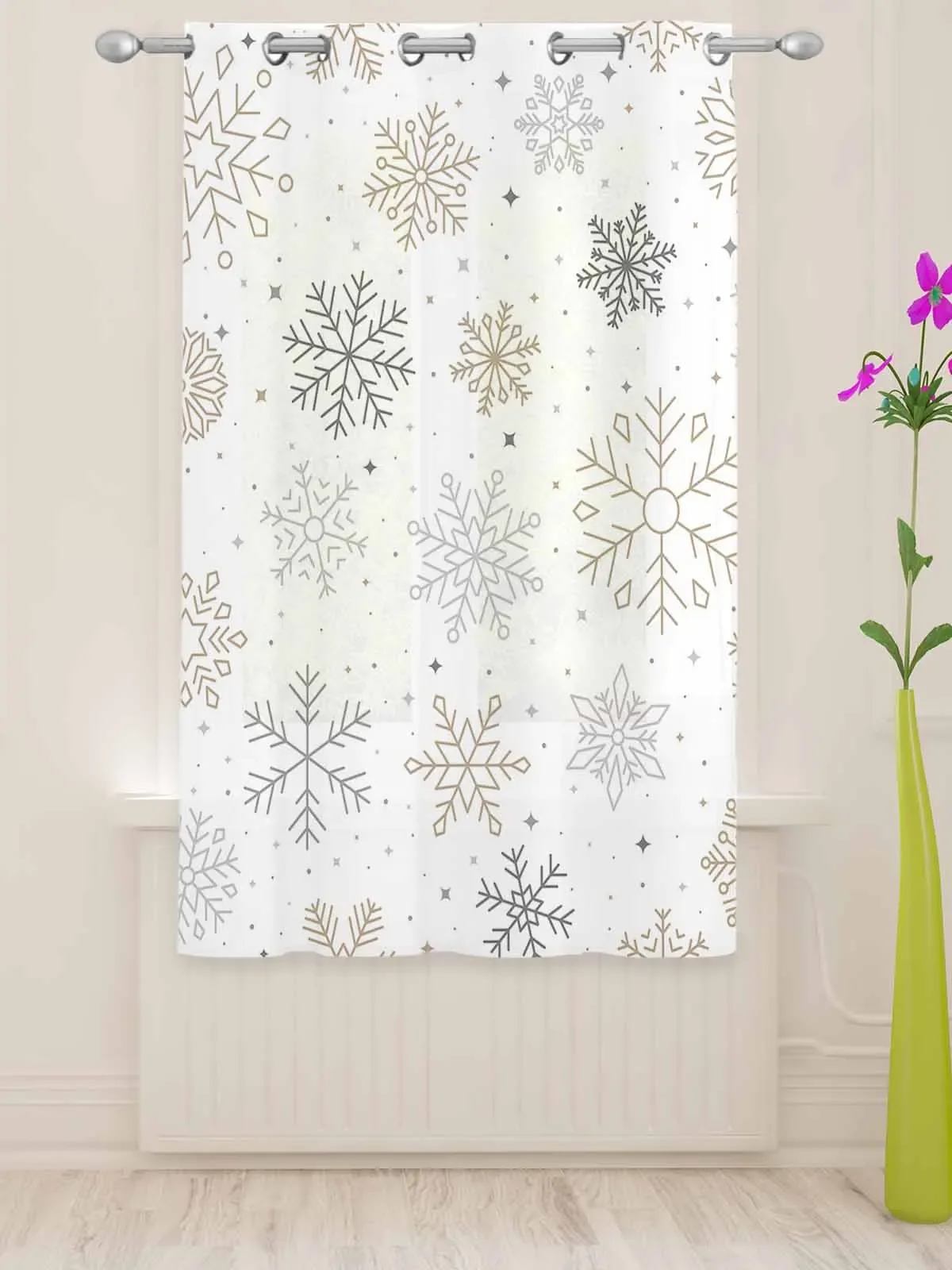 Christmas Snowflake Winter White Bedroom Voile Curtain Window Treatment Drapes Tulle Curtains for Living Room Sheer Curtains