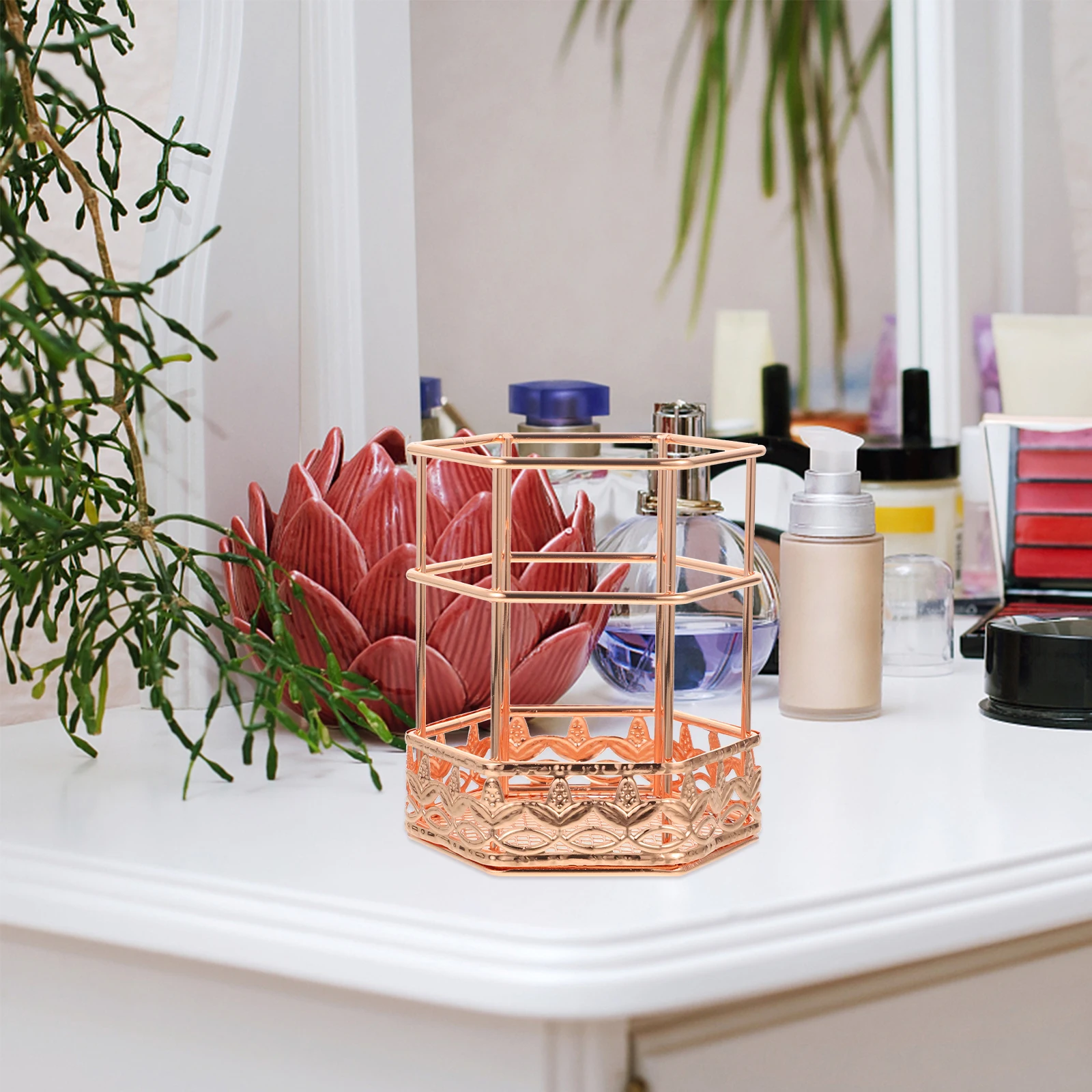 Pen Organiser Holder Work Desk Multifunctional Rose Gold Organizers and Storage Wrought Iron Holders