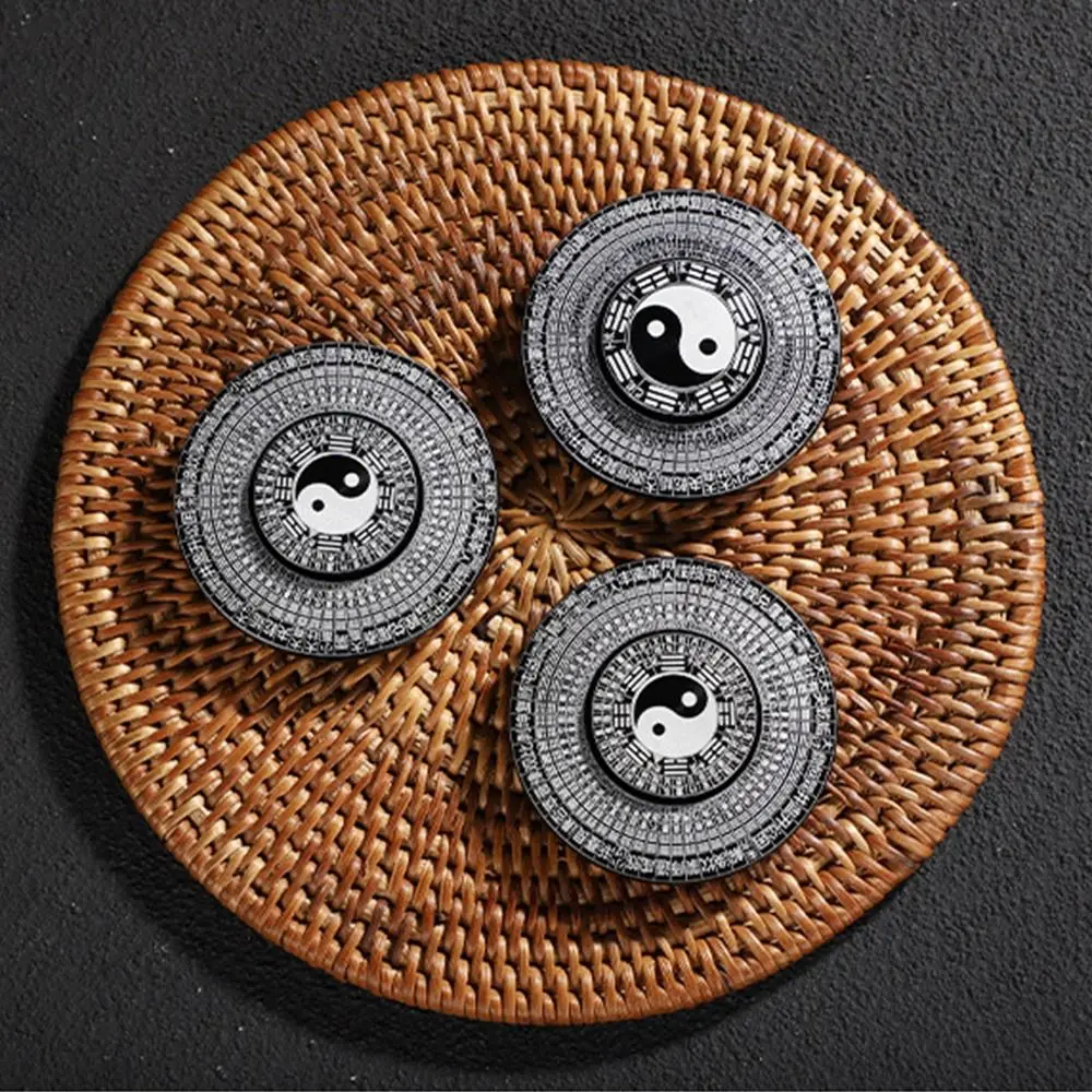 Feng Shui Handheld Tai Chi Fingertip Gyro Bagua Pattern Aluminium Alloy Finger Spinner Chinese Style Rotating Relax Office