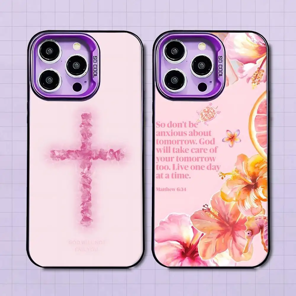 

Jesus Bible Verse Christian Phone Case For iPhone 16,15,14,13,12,11,8,7,Pro,Max,Plus,Mini,XS,SE Purple Matte Shockproof Cover