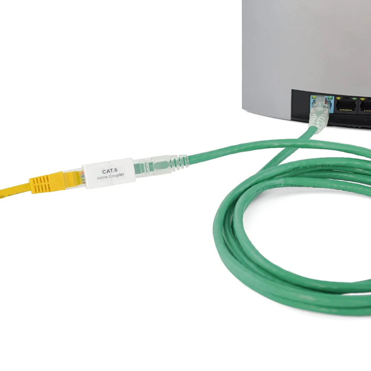 2 conector dos ethernet do acoplador dos pces rj45 para o adaptador fêmea do extensor do cabo dos ethernet cat5e/cat6 ao tipo fêmea mini branco