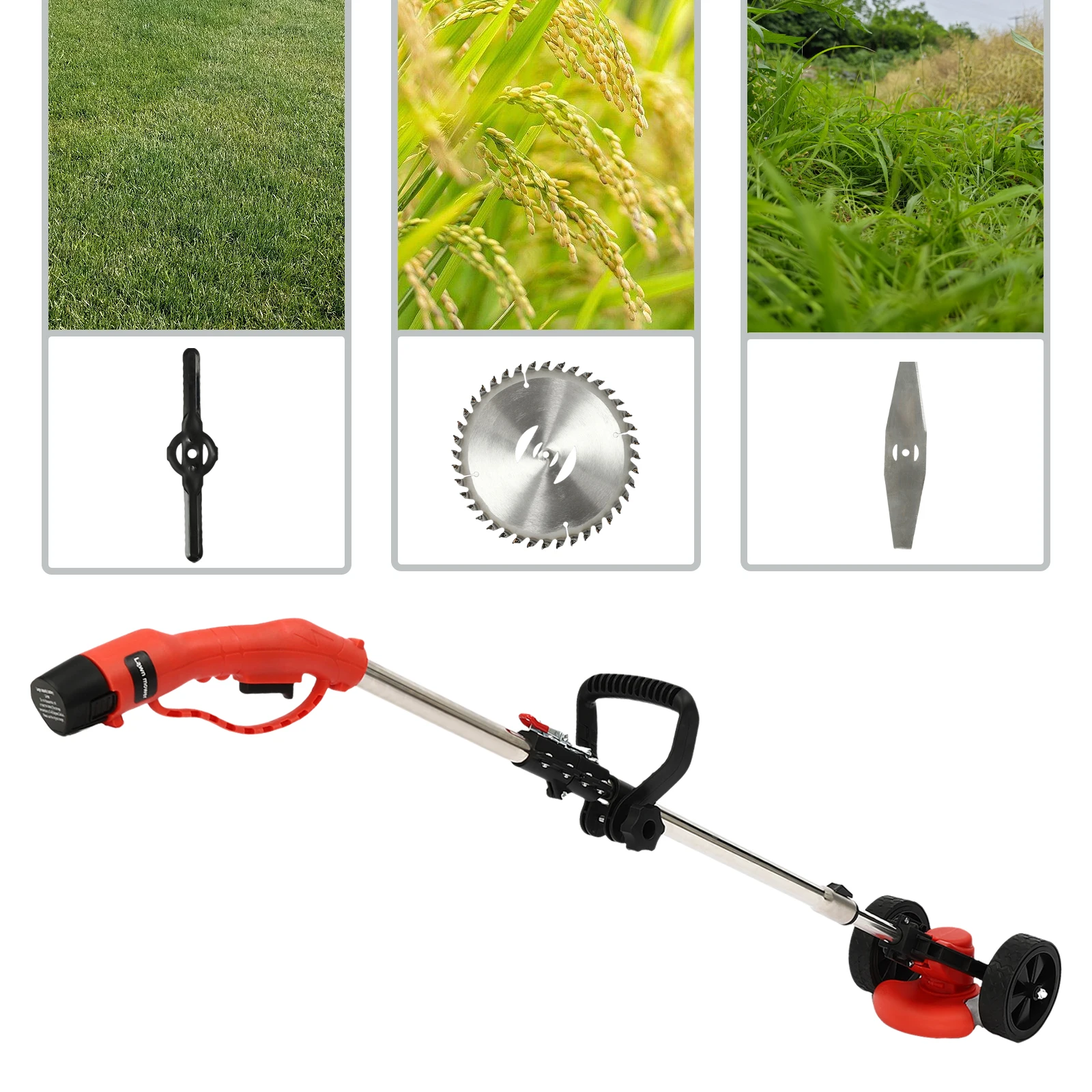 200W Cordless Grass Trimmer Battery Powered Grass Edger Weed Trimmer Mini-Mower