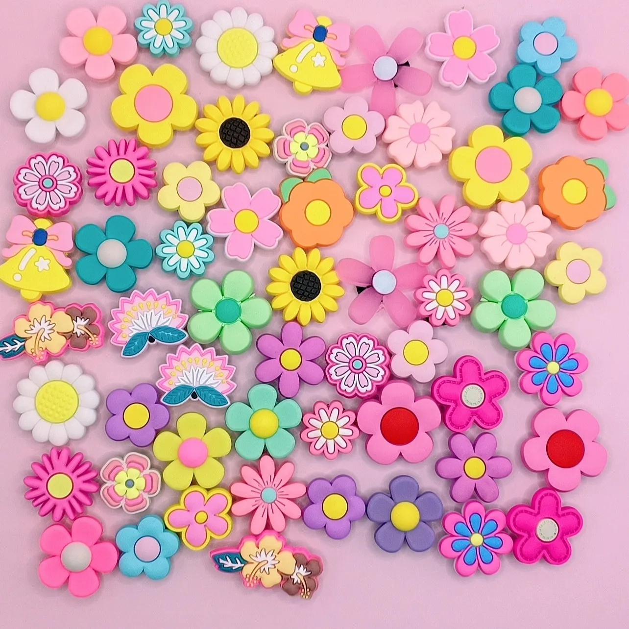 30Pcs Colorful Flower Series DIY Shoe Charms For Clogs Bubble Slides Sandals Removable Shoe Decorations Accessories Xmas Gift