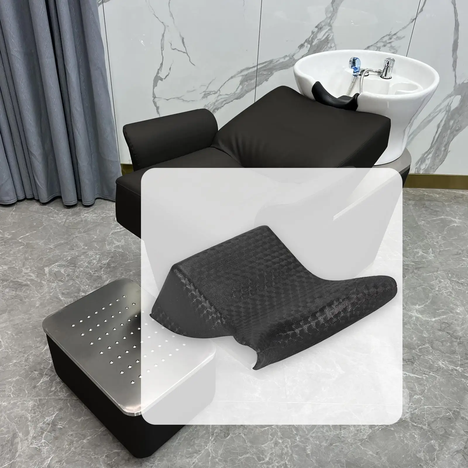 

Shampoo Bowl Neck Rest Easy to Install Silicone Cushion Neck Support for Hairdressing Wash Basin SPA Accessory