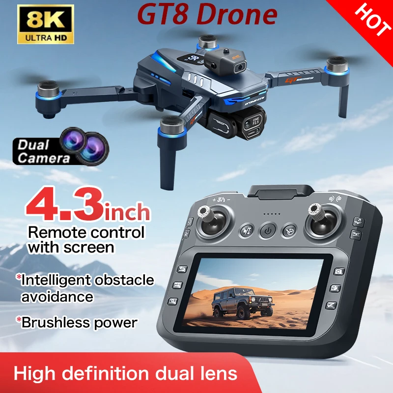 

New GT8 Drone, Large Screen Remote Control, High-Definition Camera, Brushless Power, Perfect Gift
