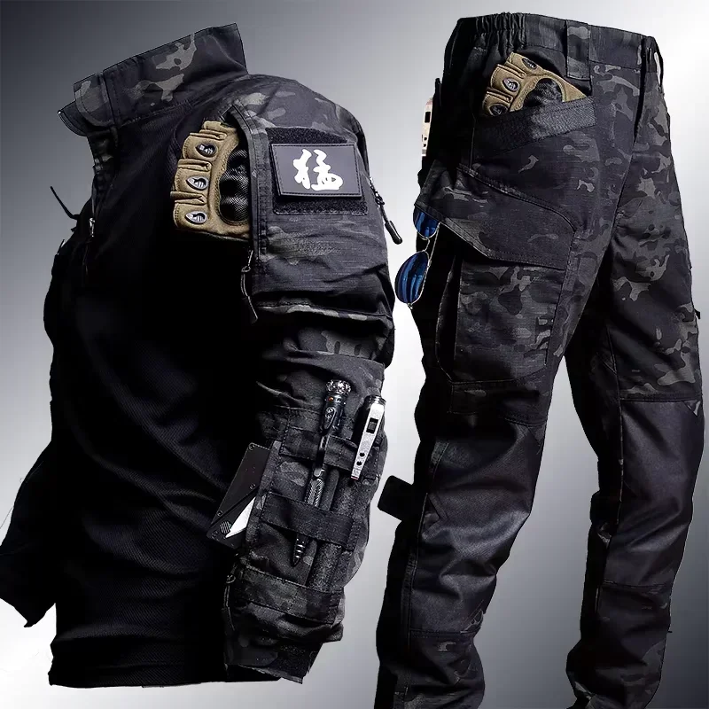 Uniforme táctico, ropa de caza de camuflaje, camisas de combate, ropa de trabajo, pantalones Cargo, trajes de entrenamiento de pesca para hombres, conjuntos de Paintball Airsoft